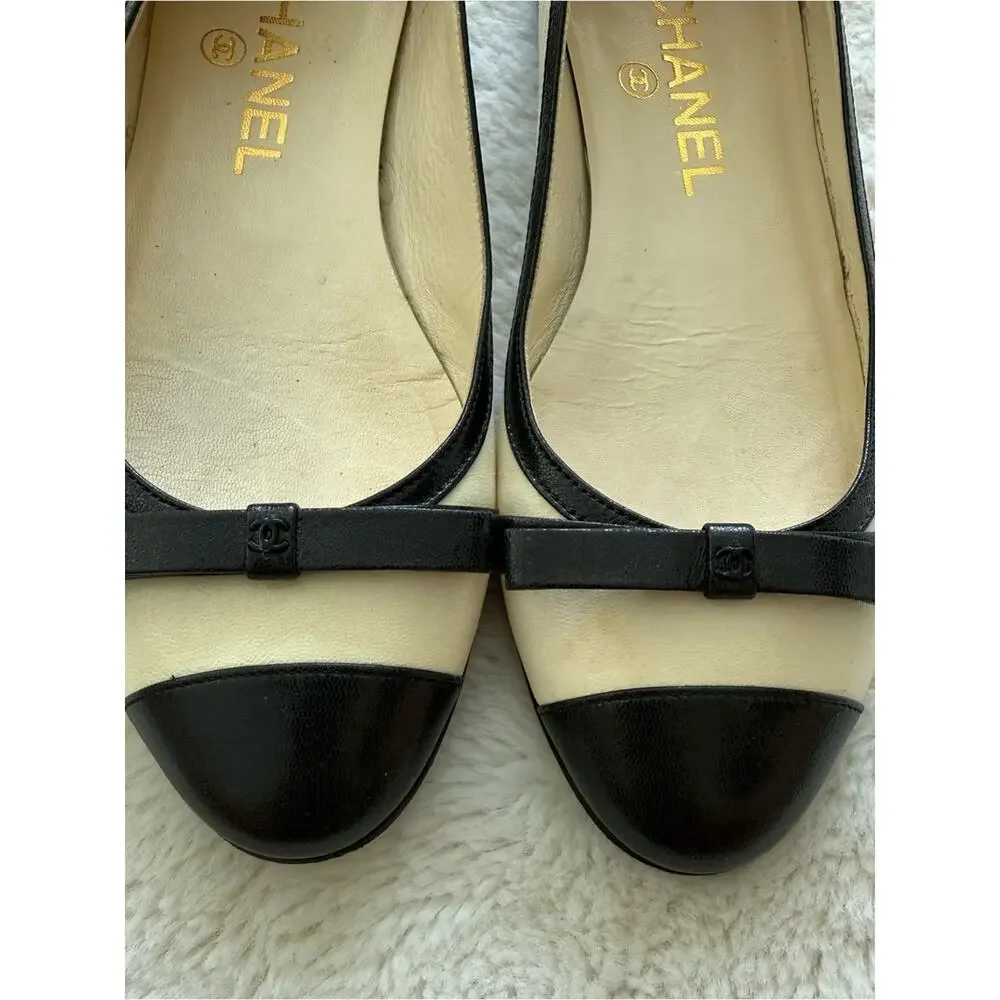 CHANEL women ballet shoes black/white size 36 EU Authentic